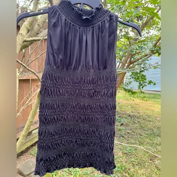 NWOT Frame mock high neck ruched tank blouse top smocked S - Picture 2 of 10